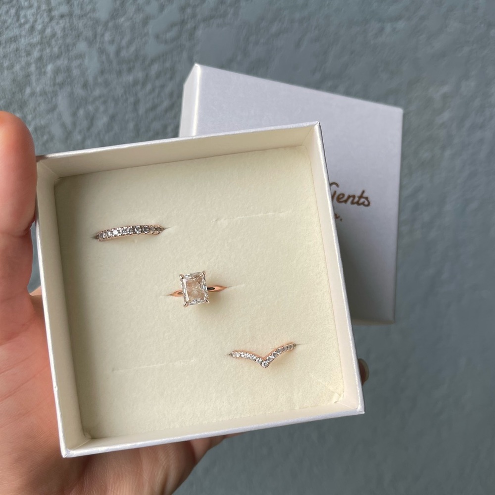 3 Carat Rose Gold Engagement Ring & Wedding Bands